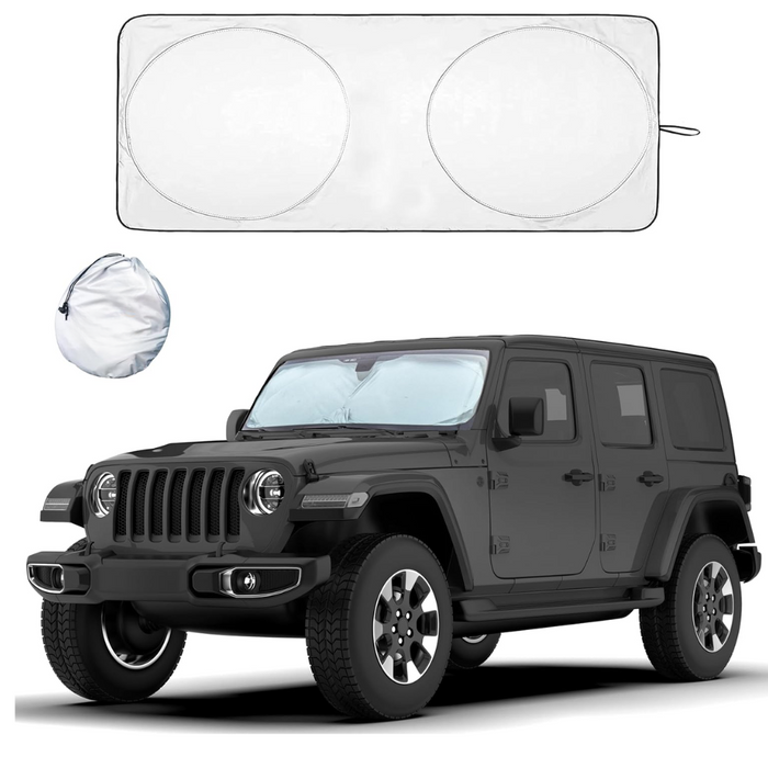Car Windshield Sun Shade With Foldable Reflective Screen With Pouch