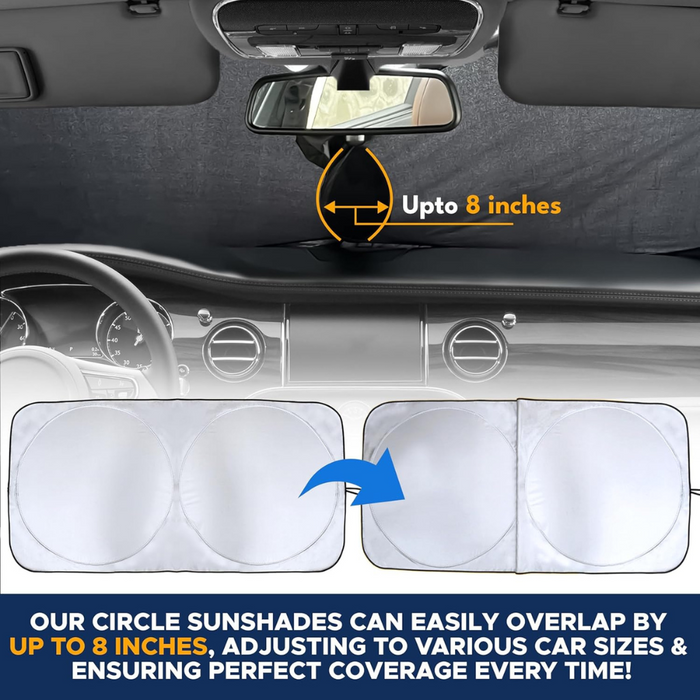 Car Windshield Sun Shade With Foldable Reflective Screen With Pouch