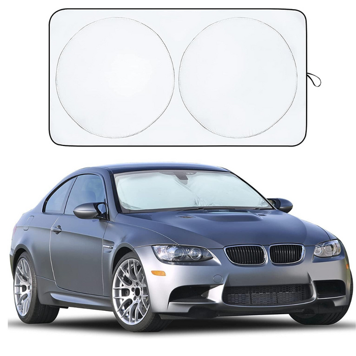 Car Windshield Sun Shade With Foldable Reflective Screen With Pouch