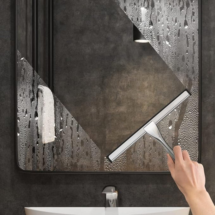 Stainless Steel Shower Squeegee With Hooks For Glass And Tiles