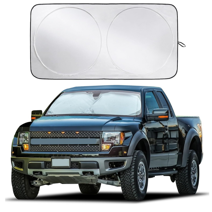 Car Windshield Sun Shade With Foldable Reflective Screen With Pouch