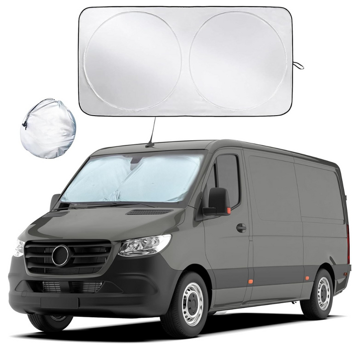 Car Windshield Sun Shade With Foldable Reflective Screen With Pouch