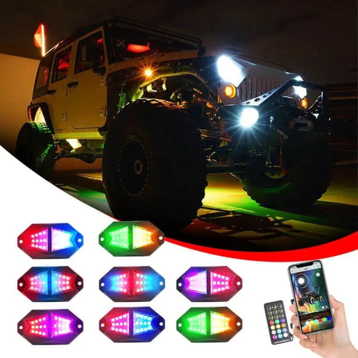 Set Of 6 Waterproof RGB Rock Lights