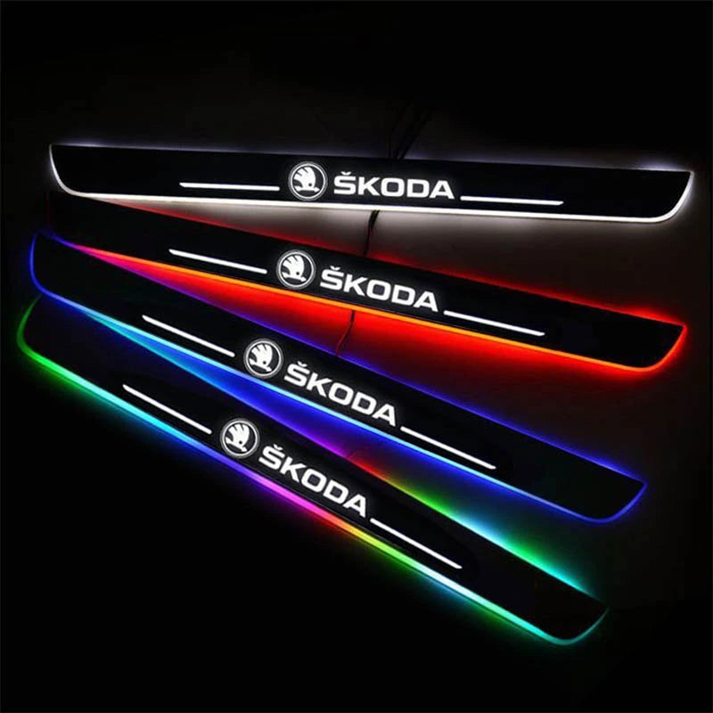 LED Wireless Illuminated Door Sills For Skoda