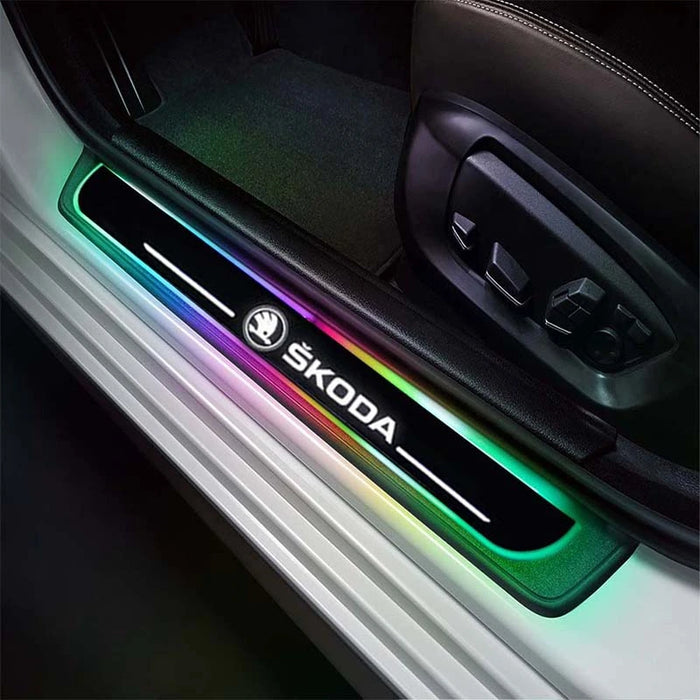 LED Wireless Illuminated Door Sills For Skoda