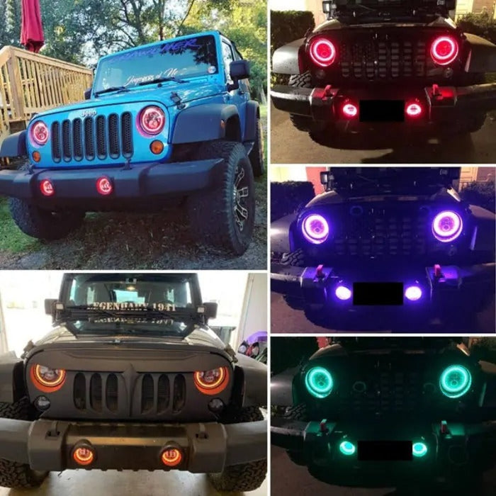 Set Of 2 RGB Headlights For Jeep Wrangler