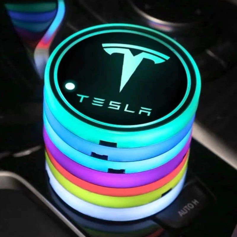 Tesla LED Car Cup Holder Lights