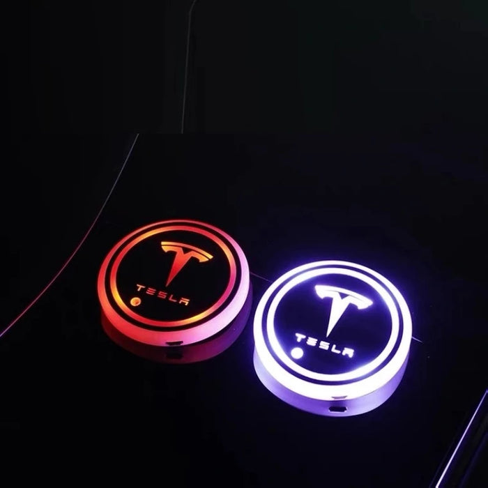 Tesla LED Car Cup Holder Lights