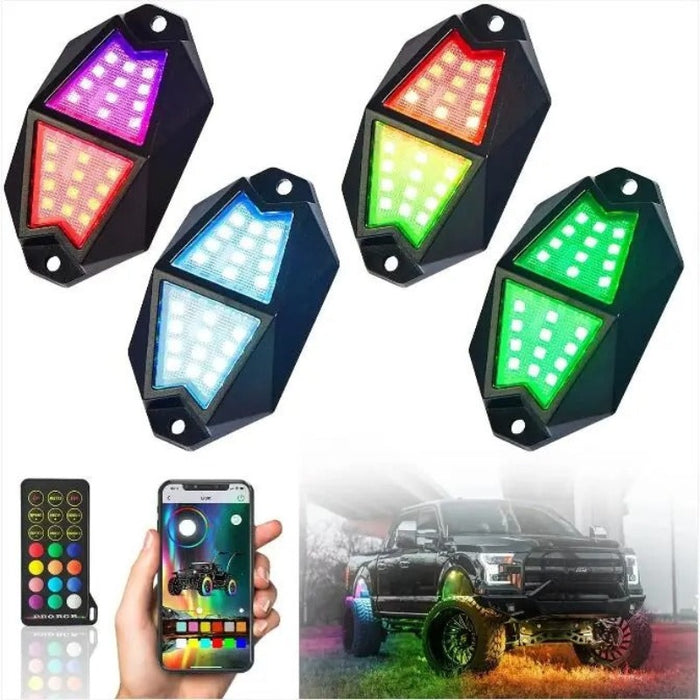 Set Of 4 Bluetooth Controller LED Rock Lights