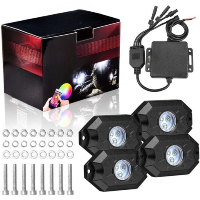 Set Of 4 Multicolor Rock Light