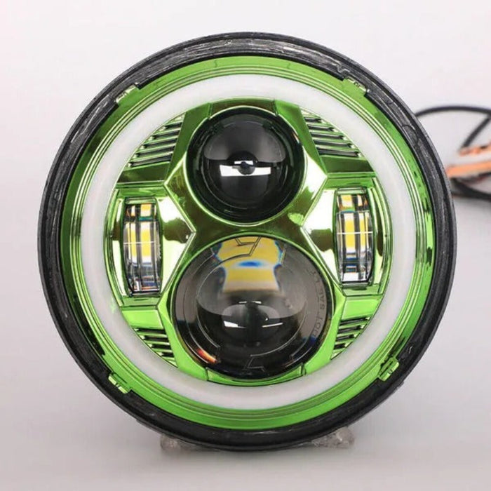 Set Of 2 Green Halo Headlights For Jeep