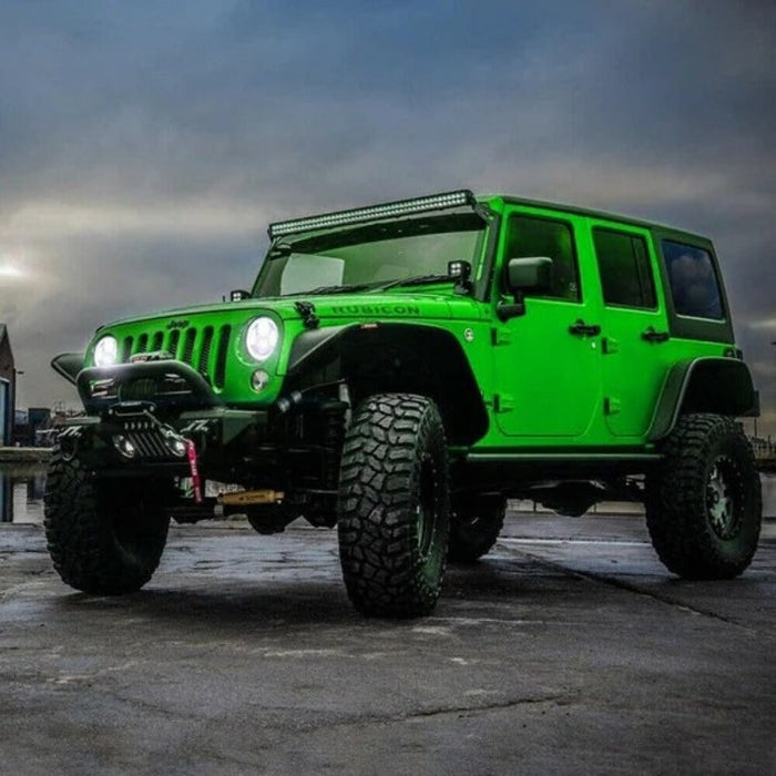 Set Of 2 Green Halo Headlights For Jeep