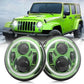 Set Of 2 Green Halo Headlights For Jeep